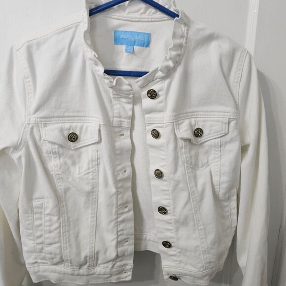 Draper James White Jean Jacket Sz Small, Excellent Condition - Picture 3 of 4